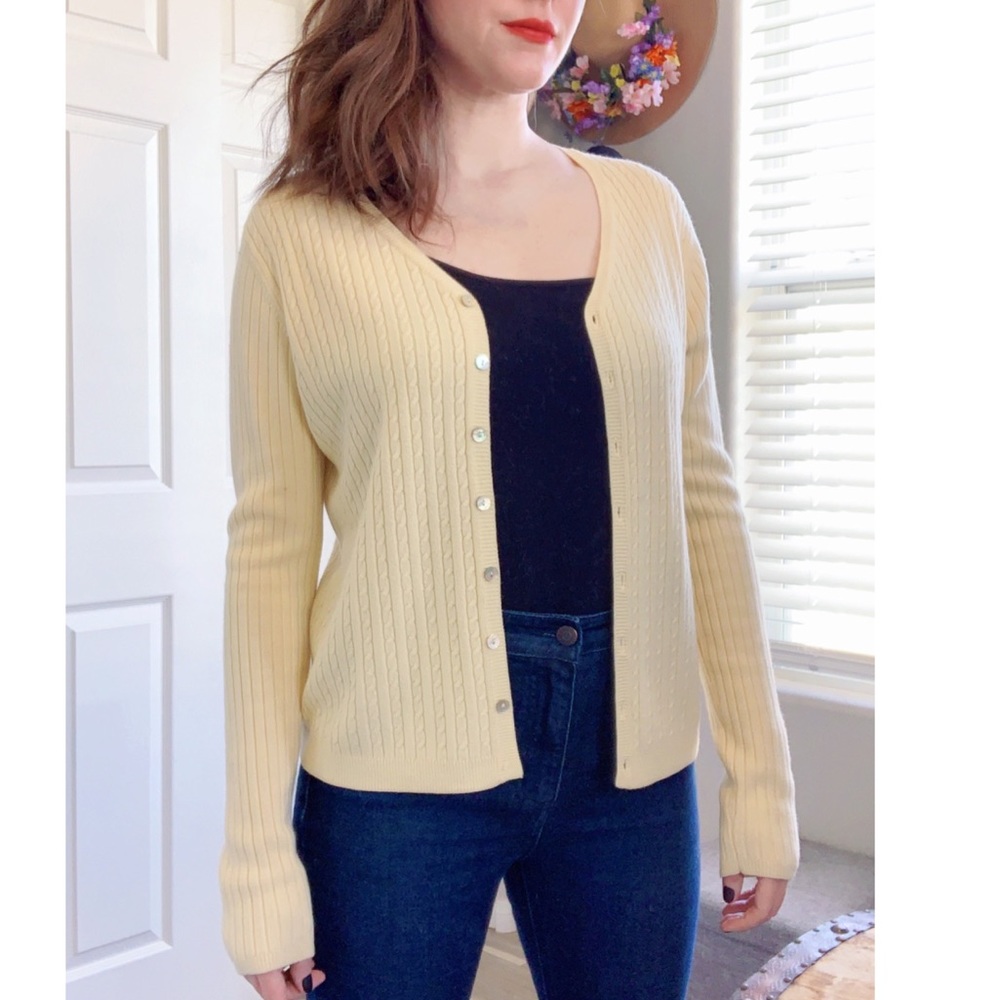 Willow Bay Light Yellow Button-Up Cardigan